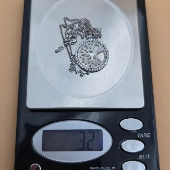 18 Inch Sterling Silver MoP Tree Of Life Cubic Zirconia Necklace A5497 - Picture 8 of 8